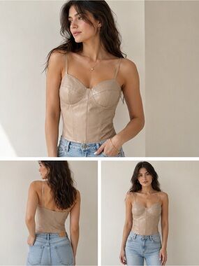 Almost Famous Taupe Faux Leather Bustier Camisole